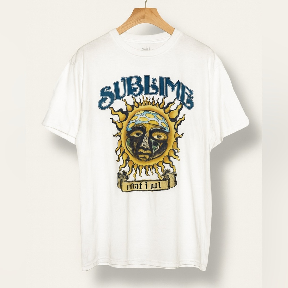 Sublime white retro what I got sun short sleeve T-shirt sz 2XL band tee trashed